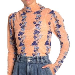 Free People Amber Floral Print Sheer Top with cami